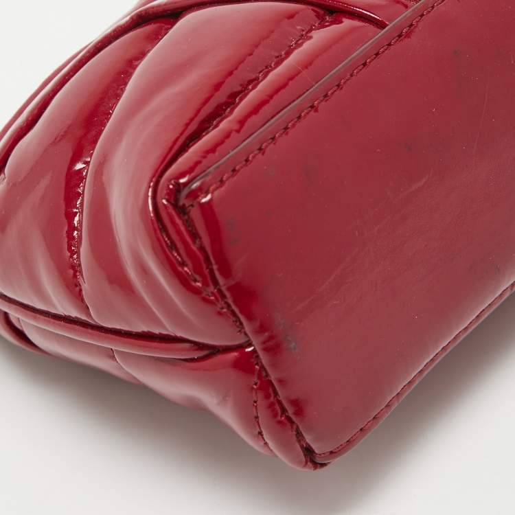 Pre Owned Burberry Burgundy Patent Leather and Nylon Westchester Clutch