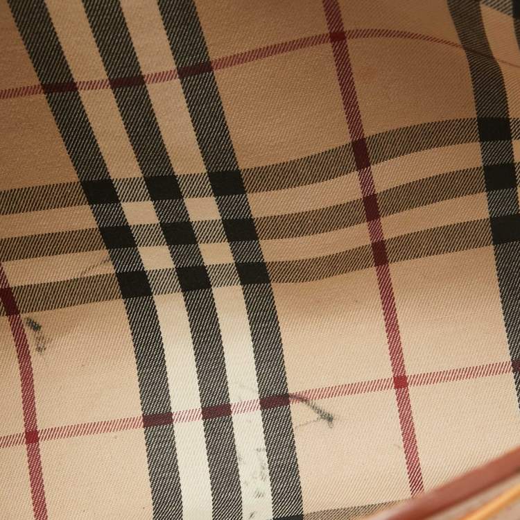 Pre Owned Burberry Blue/Tan Denim and Leather Satchel