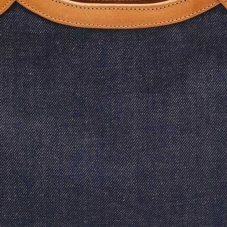 Pre Owned Burberry Blue/Tan Denim and Leather Satchel