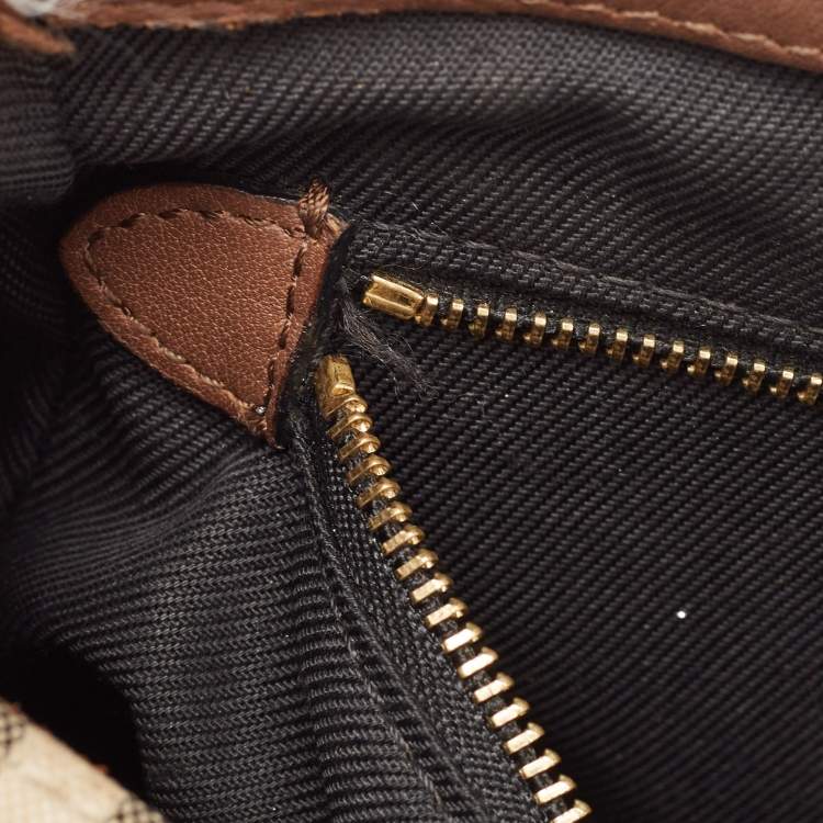 Pre Owned Burberry Brown/Beige Haymarket Check Canvas and Leather Small Dickens Crossbody Bag