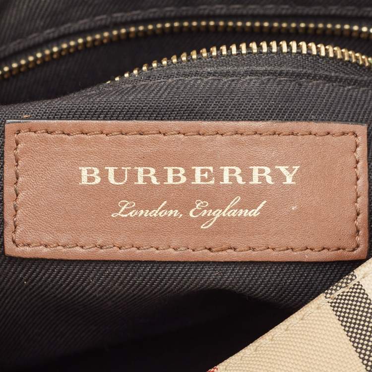 Pre Owned Burberry Brown/Beige Haymarket Check Canvas and Leather Small Dickens Crossbody Bag