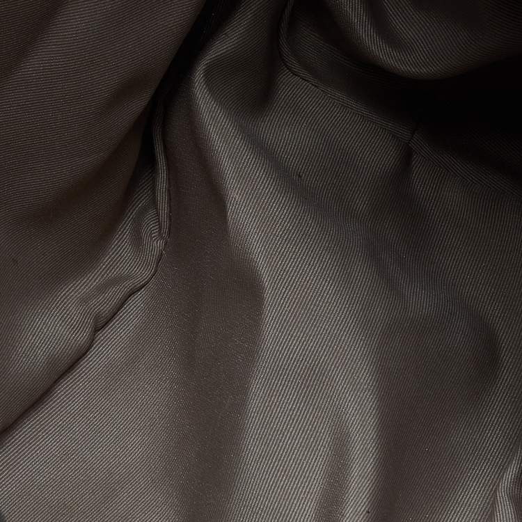 Pre Owned Burberry Metallic/Beige Nova Check Coated Canvas and Patent Leather Beaton Drawstring Bag