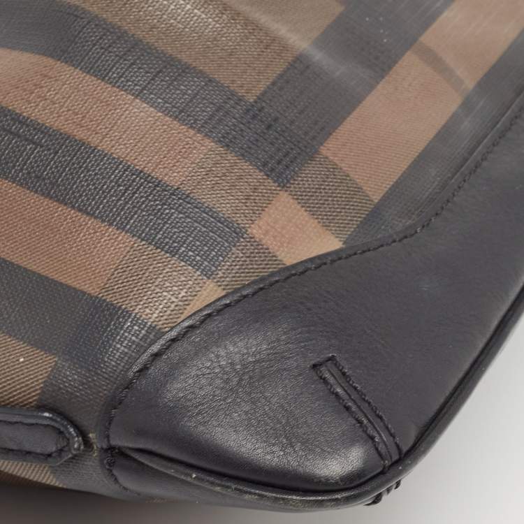 Pre Owned Burberry Black House Check PVC and Leather Hartham Shoulder Bag