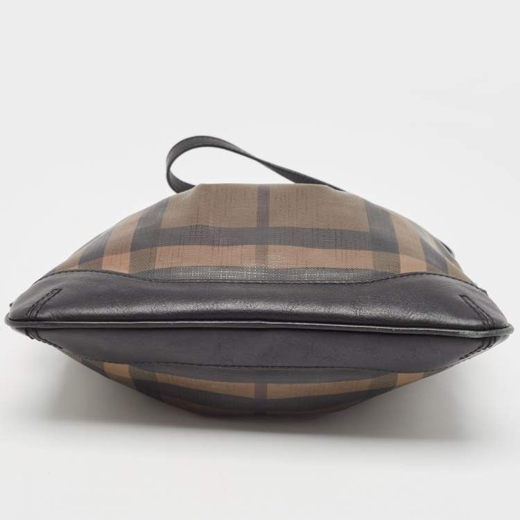 Pre Owned Burberry Black House Check PVC and Leather Hartham Shoulder Bag
