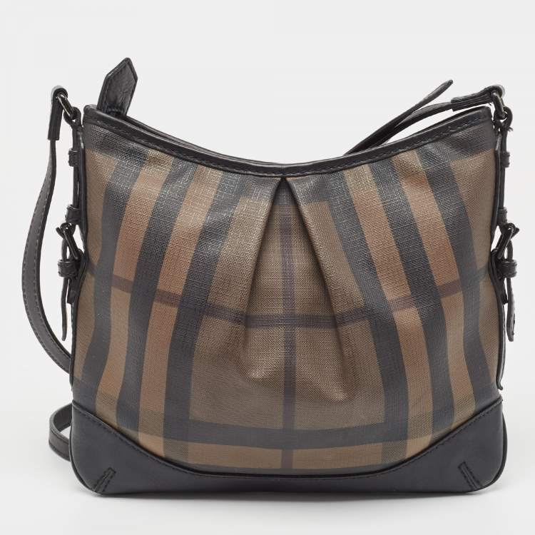 Pre Owned Burberry Black House Check PVC and Leather Hartham Shoulder Bag