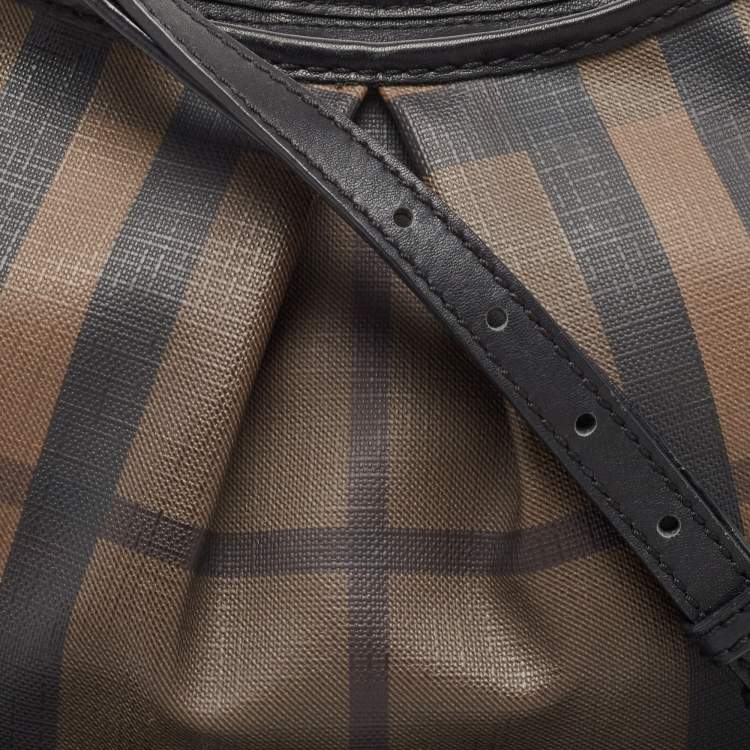 Pre Owned Burberry Black House Check PVC and Leather Hartham Shoulder Bag