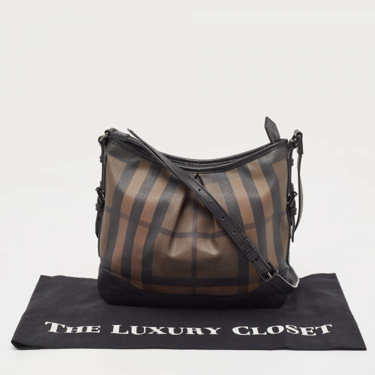 Pre Owned Burberry Black House Check PVC and Leather Hartham Shoulder Bag