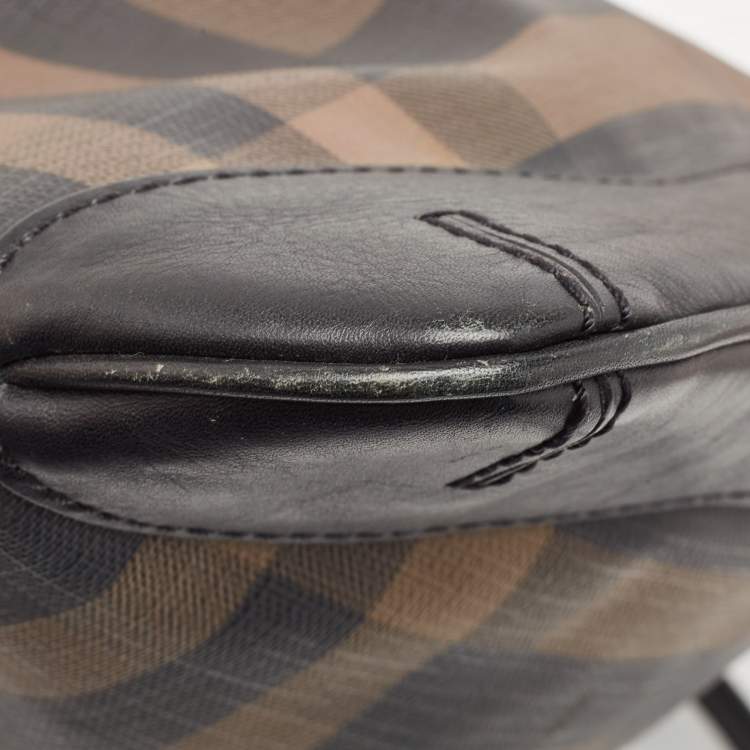 Pre Owned Burberry Black House Check PVC and Leather Hartham Shoulder Bag