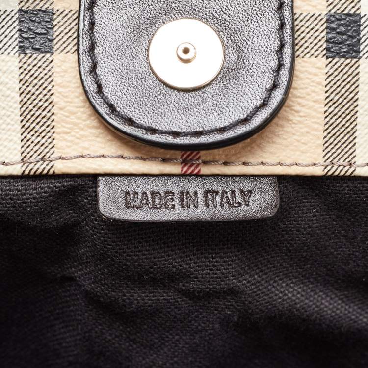 Pre Owned Burberry Beige/Brown Haymarket Check Coated Canvas and Leather Small Canterbury Tote