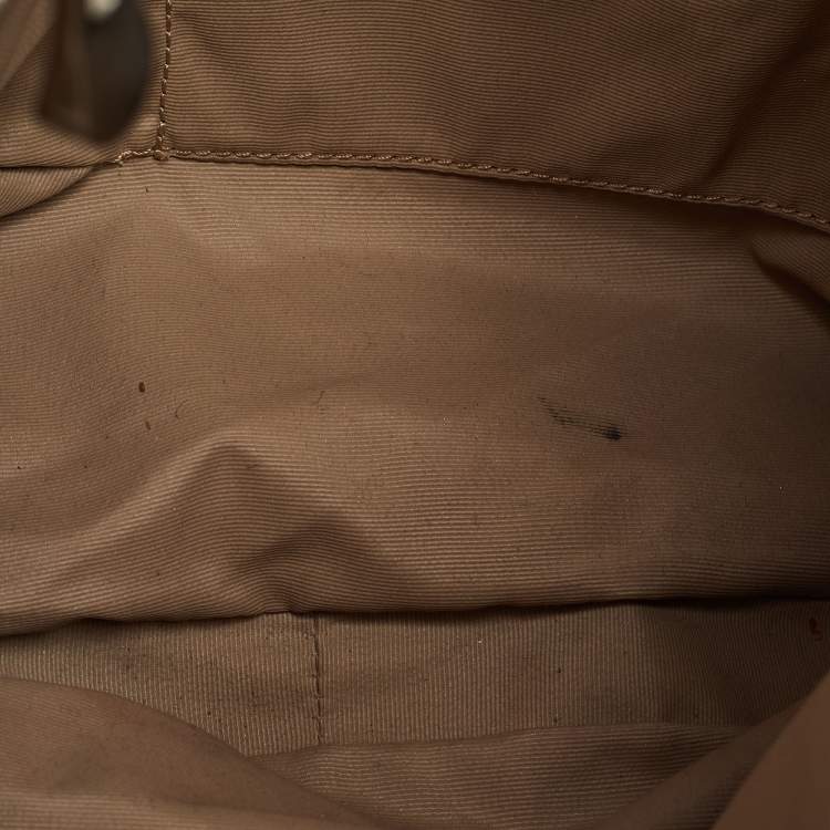 Pre Owned Burberry Beige/Off White Nova Check PVC and Patent Leather Hobo