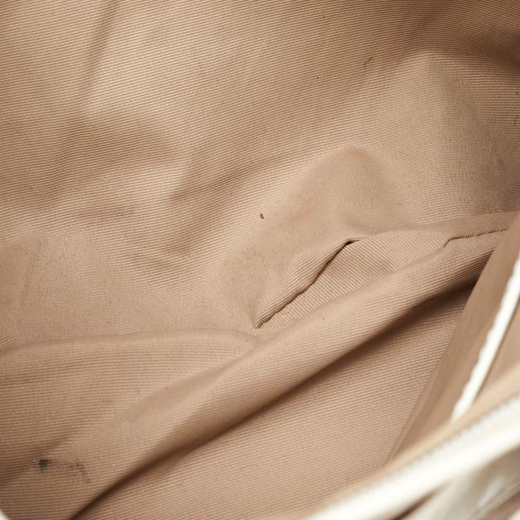 Pre Owned Burberry Beige/Off White Nova Check PVC and Patent Leather Hobo