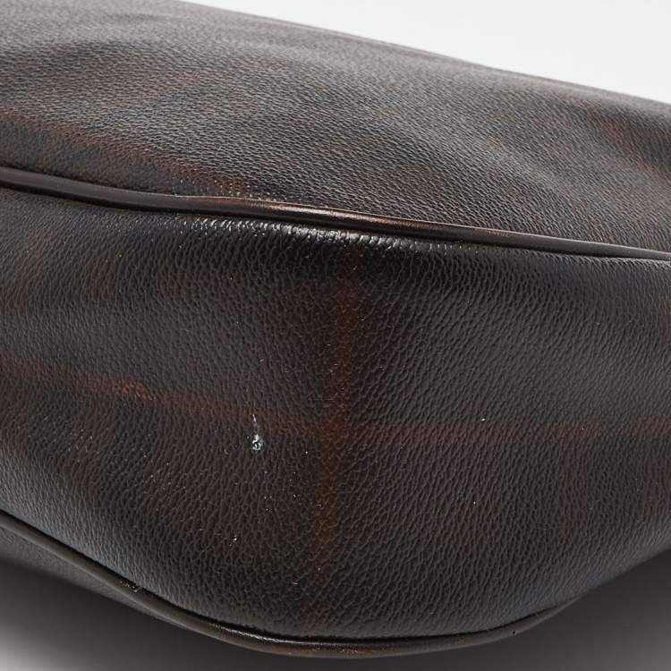 Pre Owned Burberry Brown Haymarket Check PVC Hobo