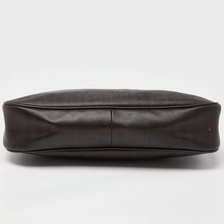 Pre Owned Burberry Brown Haymarket Check PVC Hobo
