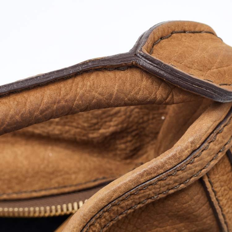 Pre Owned Burberry Brown Nubuck Leather Hobo