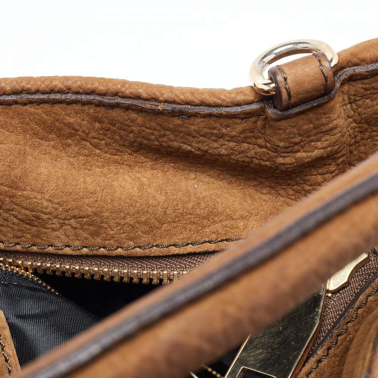 Pre Owned Burberry Brown Nubuck Leather Hobo