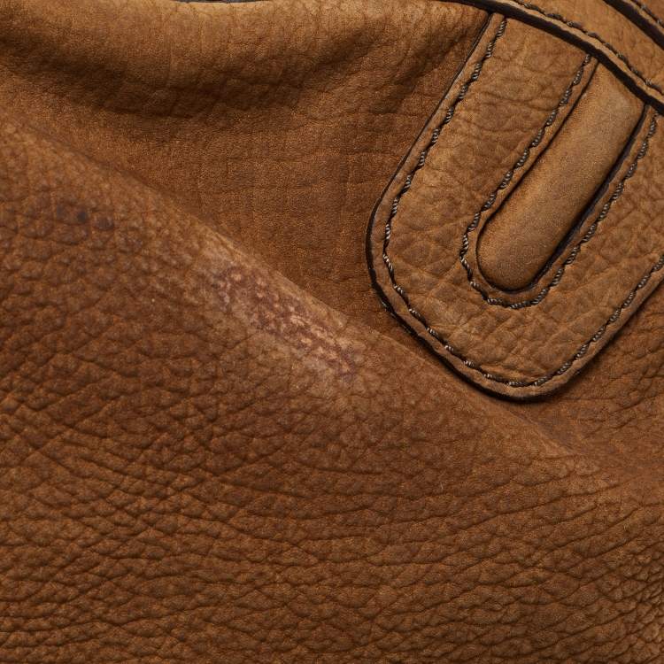 Pre Owned Burberry Brown Nubuck Leather Hobo