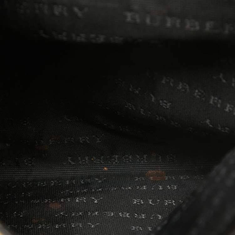 Pre Owned Burberry Black/Beige House Check PVC and Leather Slim Messenger Bag