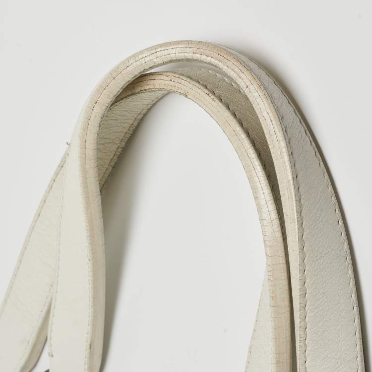 Pre Owned Burberry White Woven Leather Tote