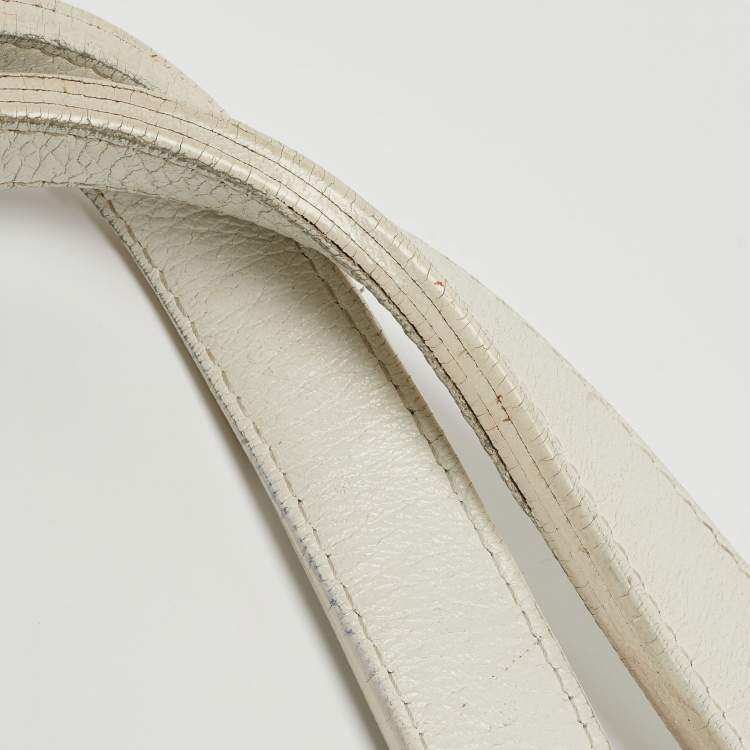 Pre Owned Burberry White Woven Leather Tote