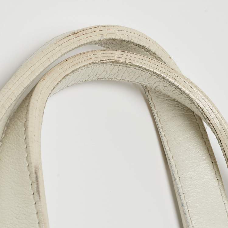 Pre Owned Burberry White Woven Leather Tote