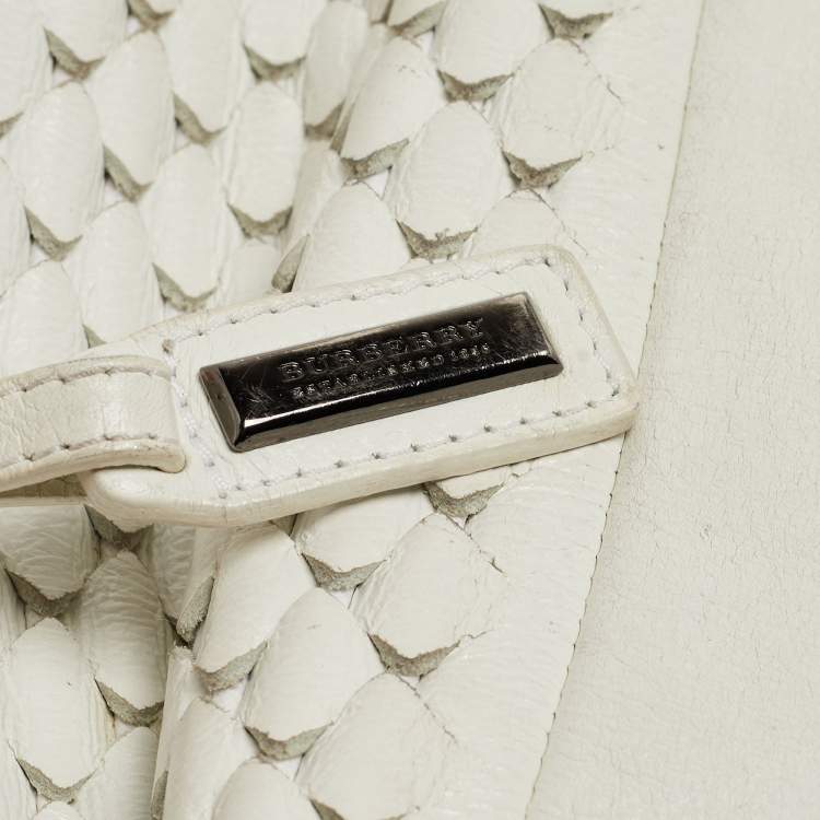 Pre Owned Burberry White Woven Leather Tote