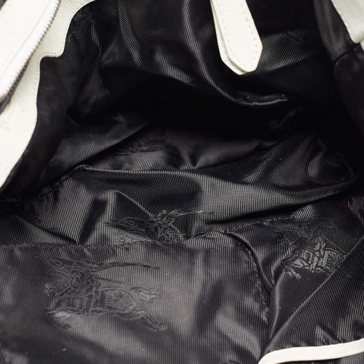 Pre Owned Burberry White Woven Leather Tote