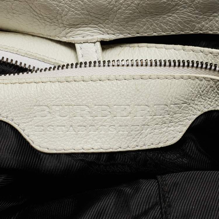 Pre Owned Burberry White Woven Leather Tote