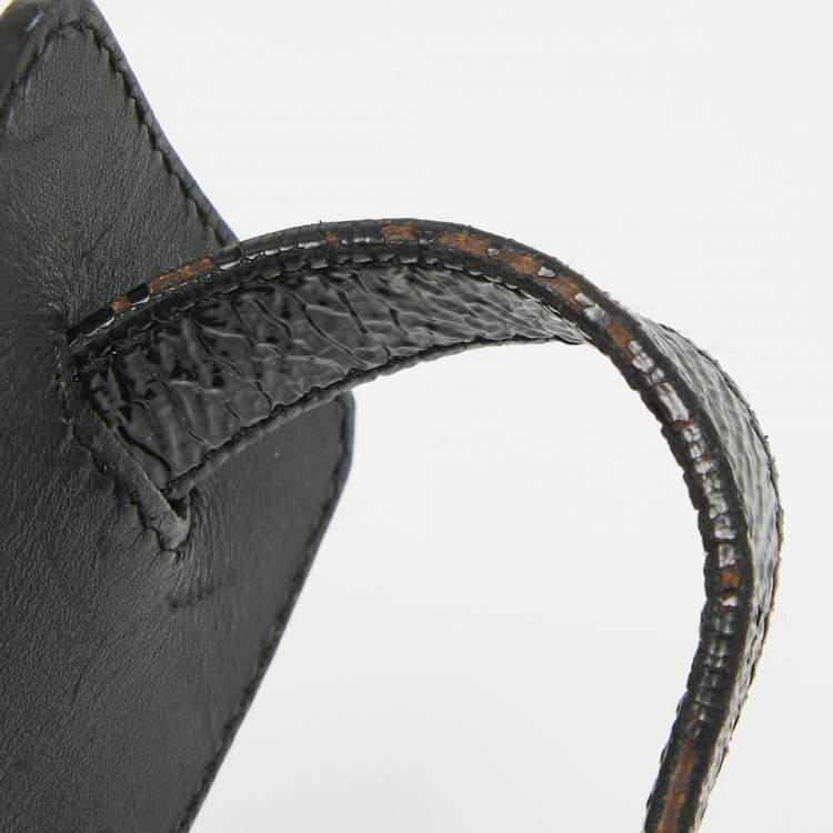 Pre Owned Burberry Black/White Beat Check Nylon and Patent Leather Lowry Shoulder Bag