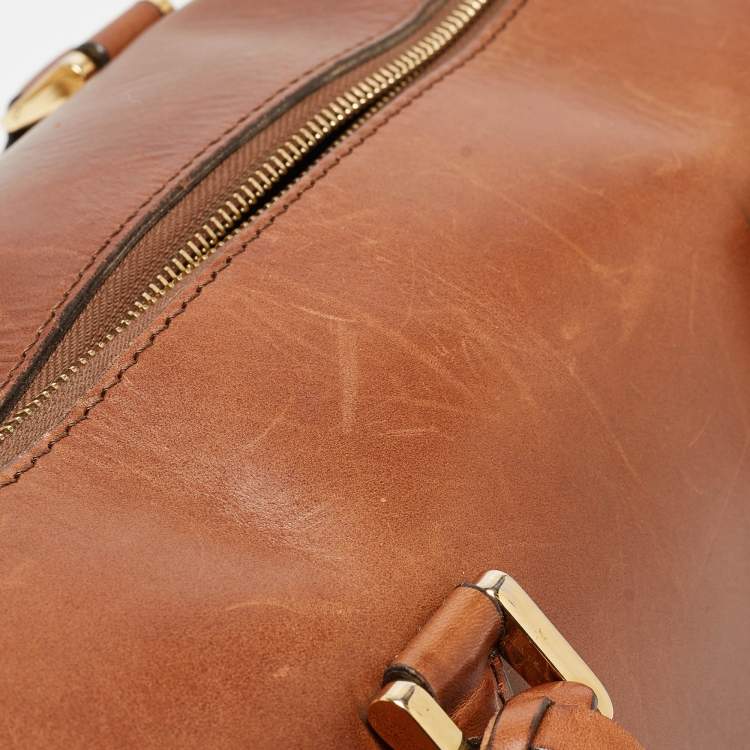 Pre Owned Burberry Brown Leather Medium Alchester Bowler Bag