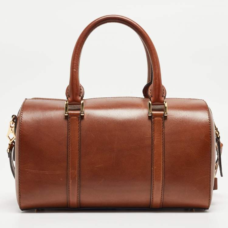 Pre Owned Burberry Brown Leather Medium Alchester Bowler Bag