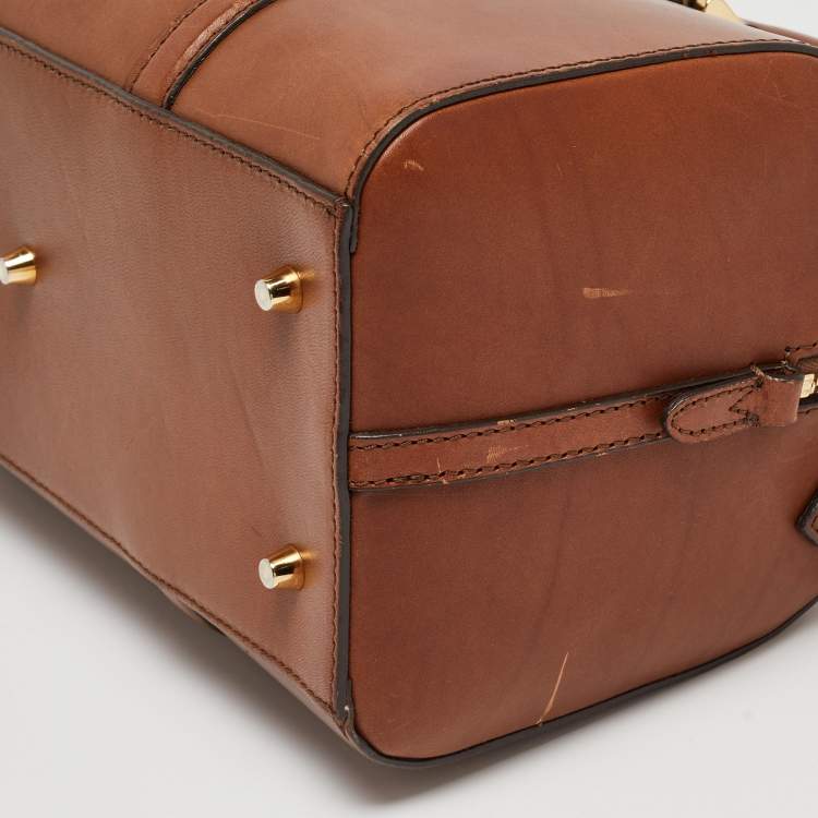 Pre Owned Burberry Brown Leather Medium Alchester Bowler Bag