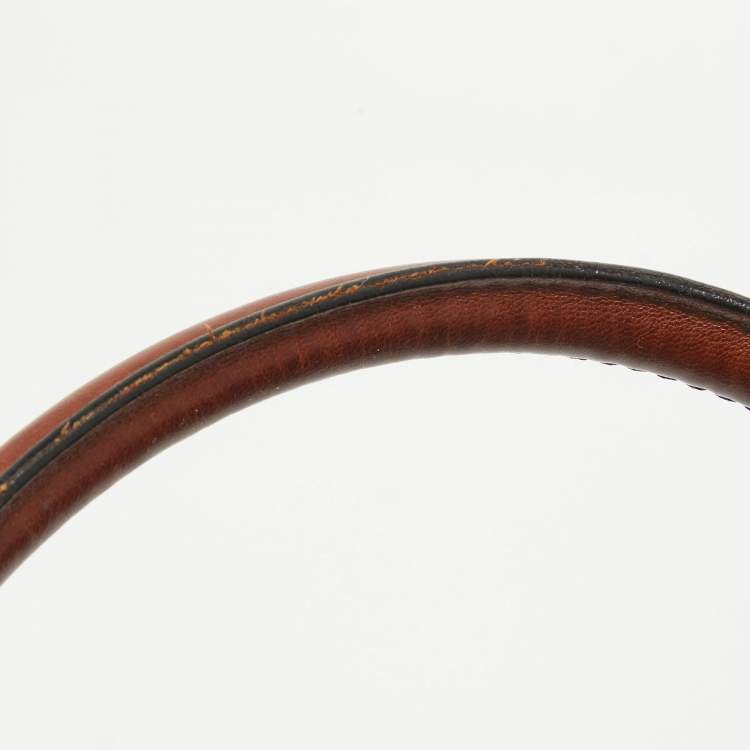 Pre Owned Burberry Brown/Beige House Check Fabric and Leather Medium Bridle Lynher Tote