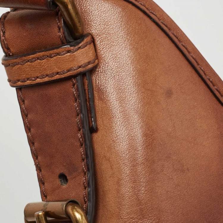Pre Owned Burberry Dark Tan Smoked Beat Check Coated Canvas Small Brooklyn Hobo