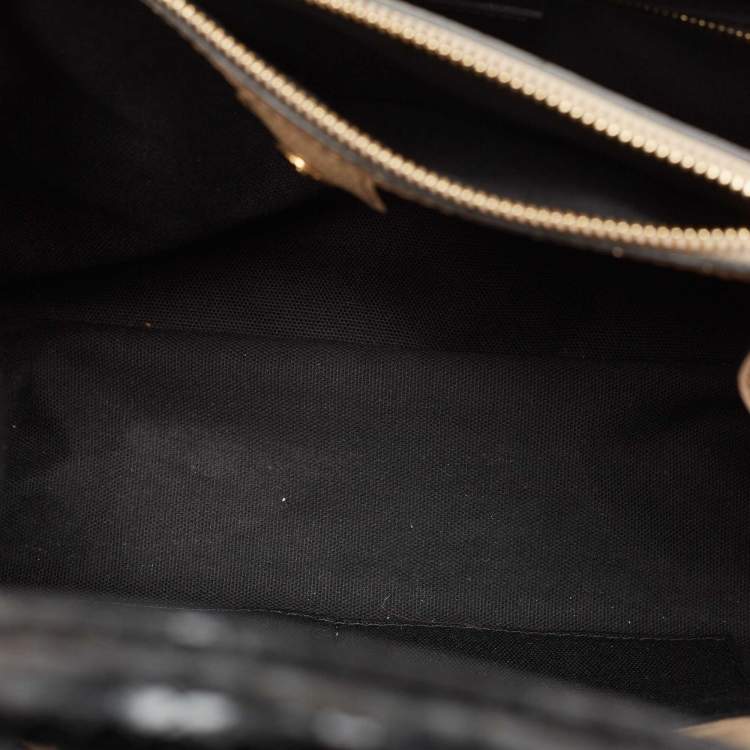 Pre Owned Burberry Multicolor Snakeskin, Leather and House Check Canvas Medium Beasts Banner Tote