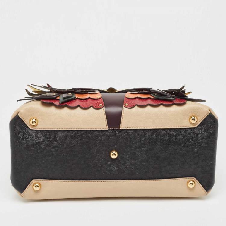 Pre Owned Burberry Multicolor Snakeskin, Leather and House Check Canvas Medium Beasts Banner Tote