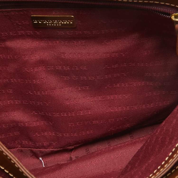 Pre Owned Burberry Navy Blue/Multicolor Coated Canvas Checkered Flap Bag