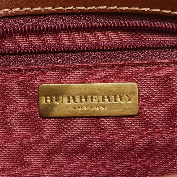 Pre Owned Burberry Navy Blue/Multicolor Coated Canvas Checkered Flap Bag