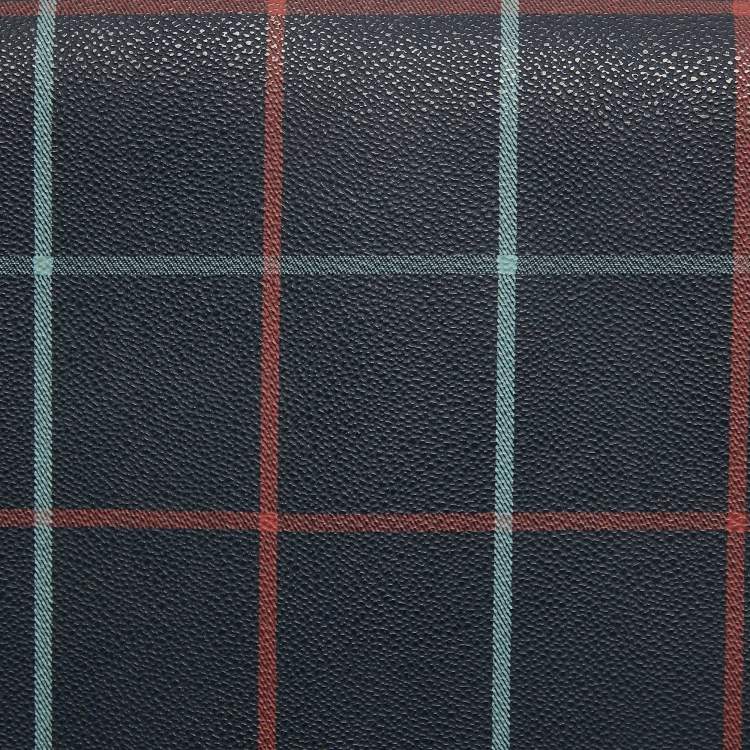 Pre Owned Burberry Navy Blue/Multicolor Coated Canvas Checkered Flap Bag