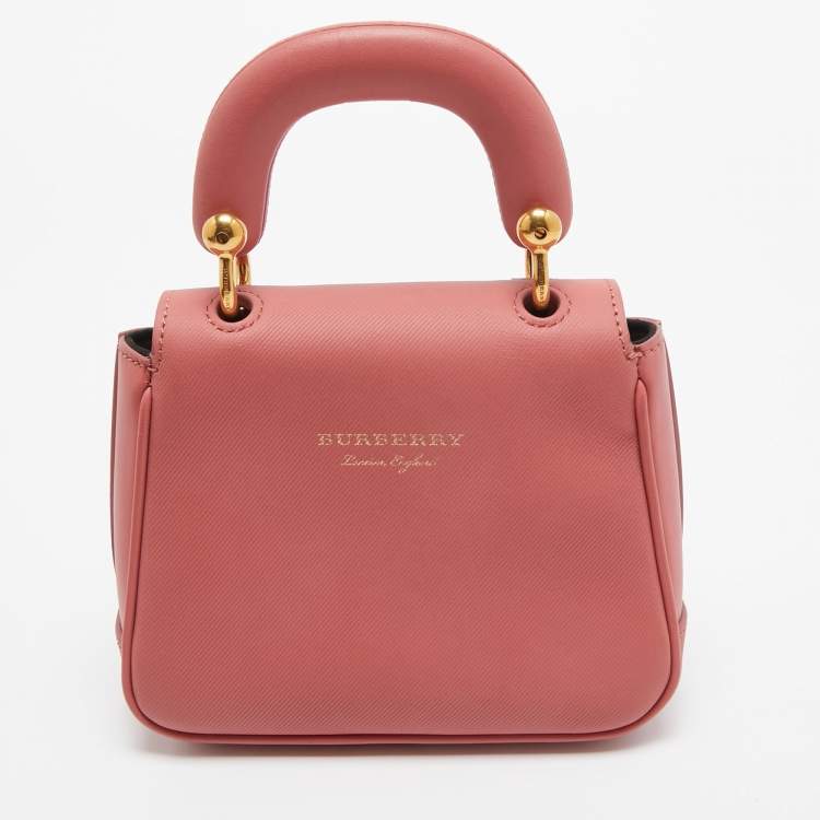 Pre Owned Burberry Old Rose Pink Leather Mini DK88 Top Handle Bag