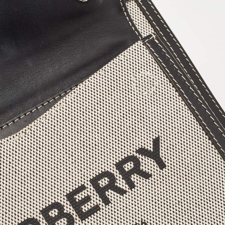 Pre Owned Burberry Black/Brown Leather and Canvas Mini Pocket Tote