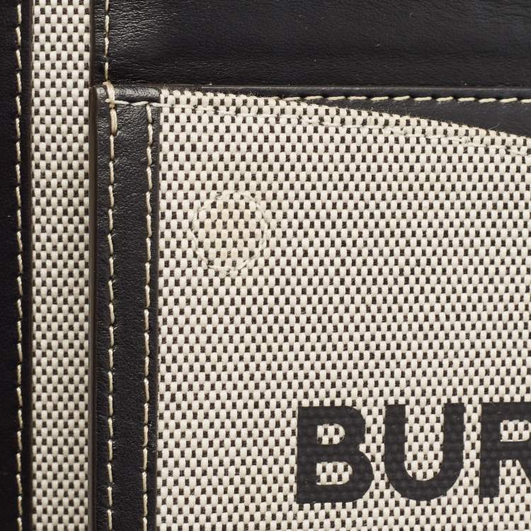 Pre Owned Burberry Black/Brown Leather and Canvas Mini Pocket Tote