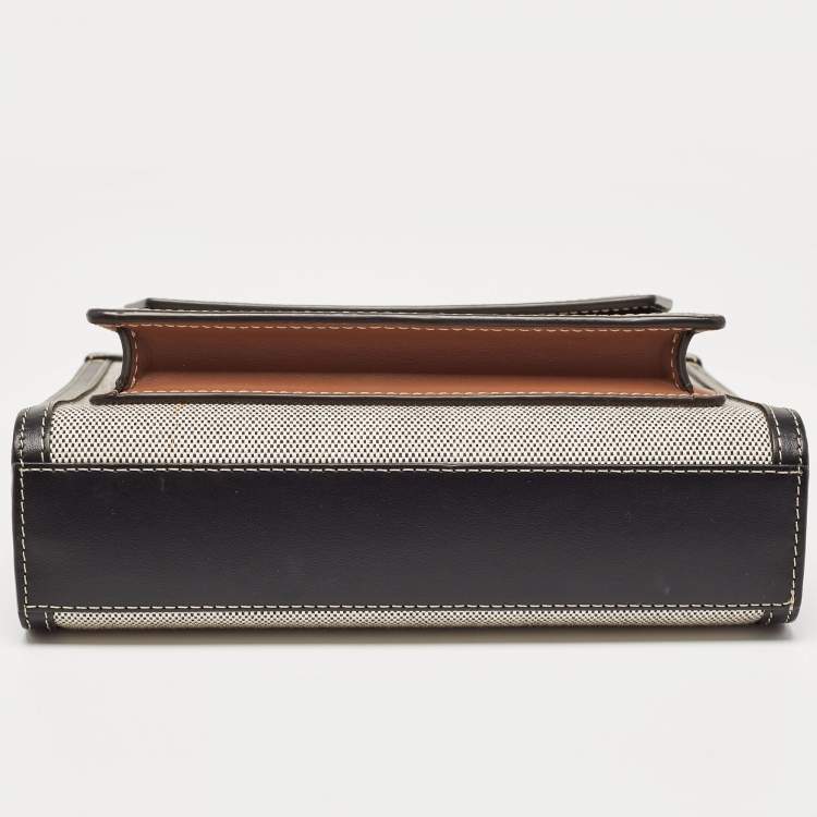 Pre Owned Burberry Black/Brown Leather and Canvas Mini Pocket Tote