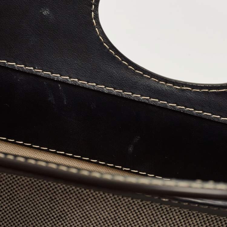 Pre Owned Burberry Black/Brown Leather and Canvas Mini Pocket Tote