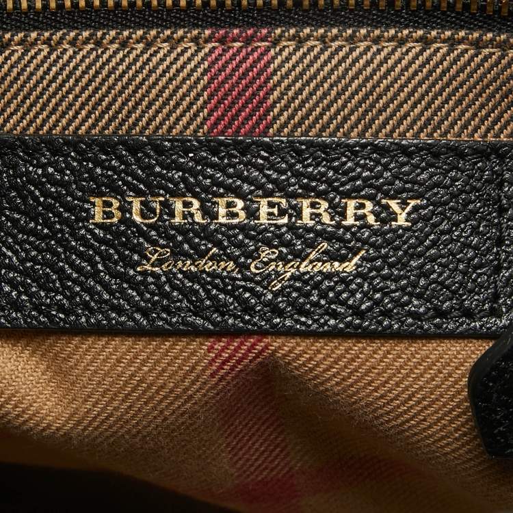 Pre Owned Burberry Black Leather Buckle Flap Tote