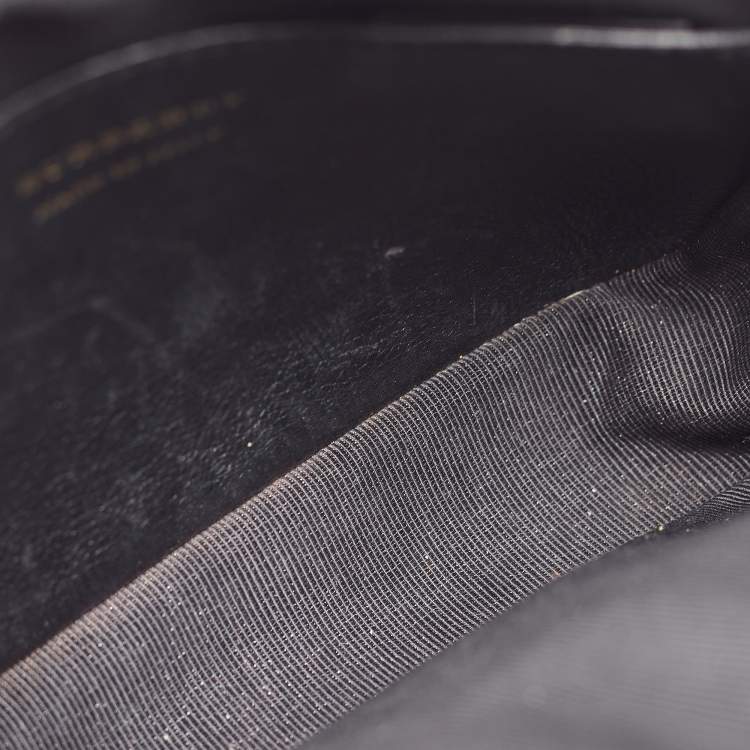 Pre Owned Burberry Black/Beige 1983 Knight Check Fabric and Leather Link Bum Belt Bag