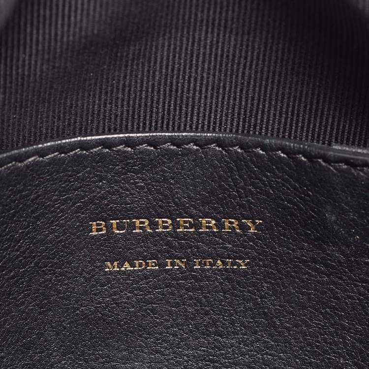 Pre Owned Burberry Black/Beige 1983 Knight Check Fabric and Leather Link Bum Belt Bag