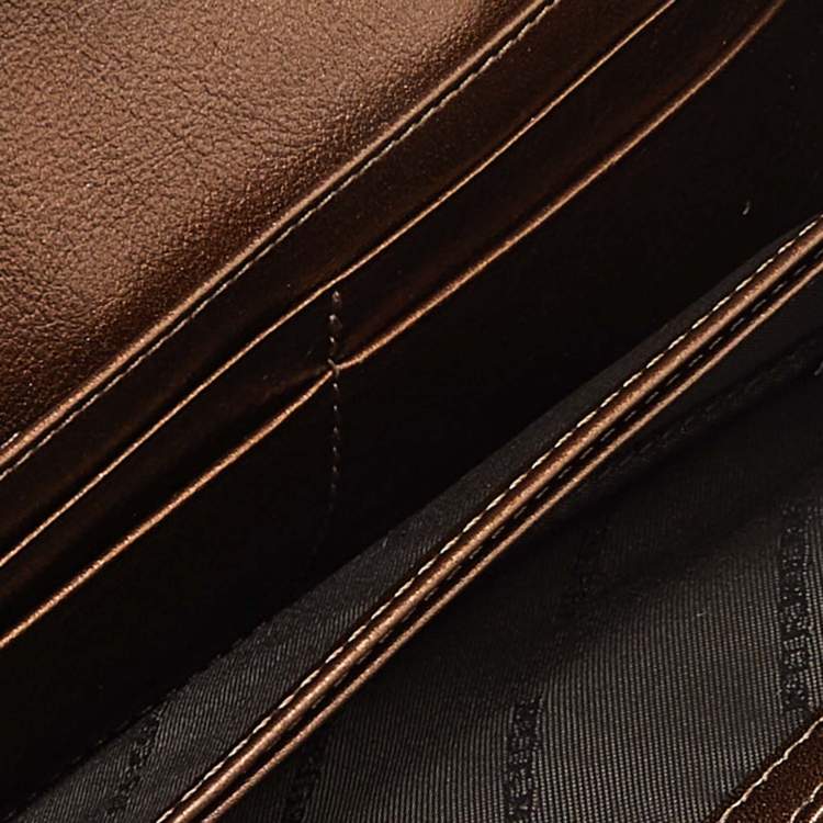 Pre Owned Burberry Beige/Metallic Nova Check PVC,Leather and Suede Flap Continental Wallet