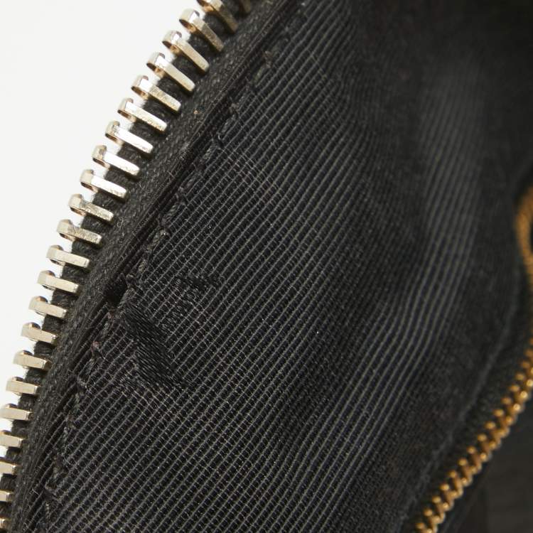 Pre Owned Burberry Black Heritage Check Embossed Leather Small Orchard Bowler Bag