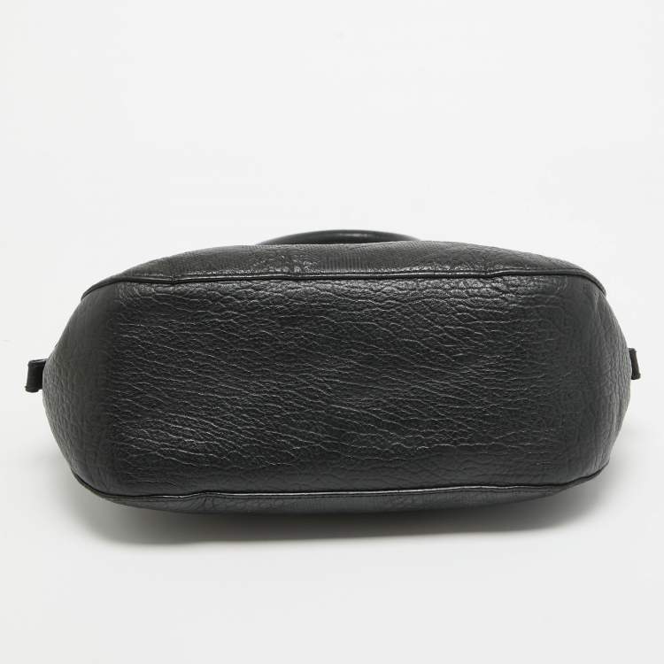 Pre Owned Burberry Black Heritage Check Embossed Leather Small Orchard Bowler Bag