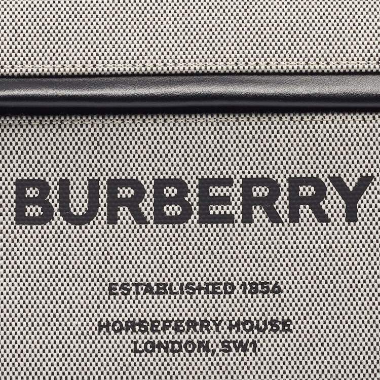 Pre Owned Burberry Grey/Black Canvas and Leather Small Olympia Bumbag